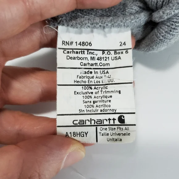 Carhartt A18-HGY Gray Acrylic Watch Cap Knit Beanie - Picture 5 of 5